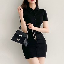 글램디브 엘온 페미닌 셔링 단추 미니 원피스 여성의류 AH0915