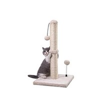 MECOOL Cat Scratching Post 프리미엄 기본 새끼 고양이 Scratcher 또는 작은 고양이를 위한 행잉 볼이 있는 사이잘 스크래치 포스트 22인치고양이용 22인, 고양이용 22인치, 베이지색