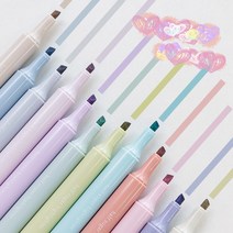 감성 반투명 하이라이터 슈가 컬러 형광펜 펜라이너 노트 필기 다이어리 꾸미기 펜 세트 6 개입, 밀크티