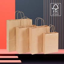 자동 종이쇼핑백 친환경 트위스트 종이가방 크라프트, 중형C-UM(26x12x26), 25장