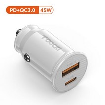 자동차 충전기 배터리 Toocki-차량용 핸드폰 충전기 어댑터 45W 5A c 듀얼 USB 아이폰 13 12 샤오미, 03 PD with QC3.0 White