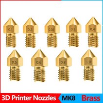 Anet A8 Makerbot MK8 Creality CR10 S4 S5 Ender 3 3Pro 5 청소 도구 키트 용 압출기 황동 노즐 프린트 헤드, 3.0-1.0mm+2Pcs