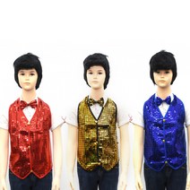 파티스 아동반짝이조끼 스팽글 장기자랑의상, 골드 S, 1개