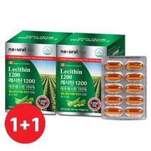 내츄럴플러스 대두 레시틴 1200 1200mg 60캡슐 2통 4개월분 1+1, 1200mg 60캡슐 x 2통