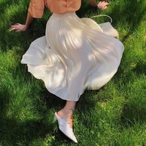 모찌봉 / 실키 에어 여리핏 밴딩 롱스커트