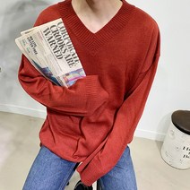 제로스샵- 순수 오버핏 브이넥 니트 남녀공용