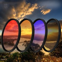 4인 1 그라디언트 그레이 + 블루 레드 오렌지 컬러 렌즈 필터 37 40.5 46 49 52 55 58 62 67 72 77 82 mm, 04 58mm