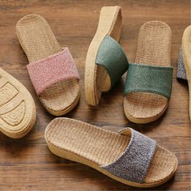 발 땀참방지 여성 린넨 사무실 키높이 실내화 거실화