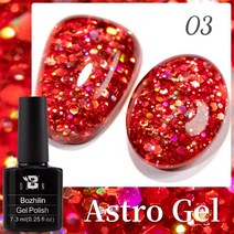 1+1 BOZLIN-3 In 1 닦을 필요 없는 투명 스파이더 라이너 젤 네일 폴리쉬 끈적한 레이어 없음 5ml 플라워, 82 Astro Glitter 03