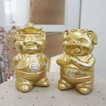 미니어처 행복 골드 돼지커플 2P 장식소품 돼지소품