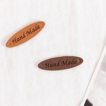 3개 가죽라벨 타원 핸드메이드 2color C0, 진브라운