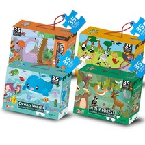 4살 퍼즐 6살 5살 4세 6세 5세 유아 어린이 35피스 4종 세트 공룡 동물 집중력 공간지각능력 향상, 10000 아트퍼즐-쥬애니멀(88130)