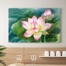 잉어 그림 연꽃 생기 합격운 인테리어 서재 공부방 벽꾸미기 캔버스 액자, 06 행복연꽃