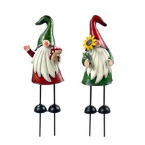 정원 조각상 조형 장식 놈 동상 작품 금속 플러그인 야외 조각 18 인치 입상 잔디 파티오 마당 2 개, 1.MULTI