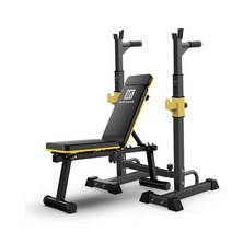 스쿼트렉 파워랙 홈트 하프랙 홈짐세트 헬스 미니랙, 벤치 프레스 랙 + B10 옐로우 덤벨 벤치를