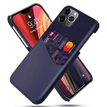 충격 방지 케이스 iPhone 13 12 Mini Pro Max 비즈니스 패브릭 + 가죽 카드 홀더 장착 커버, 02 파란_08 iPhone 13 Pro Max