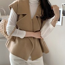 쪼꼬마미 뒷셔링 빅카라 모직 울 핸드메이드 베스트 조끼