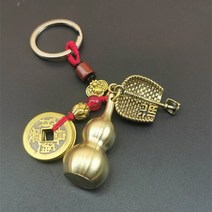 황동 조롱박 오제 돈 열쇠고리 복고 키 펜던트 펜던트 노점 폭격 인터넷 쇼핑몰 풍경구 상품 도매, 붉은 밧줄 오제 동전 + 낡은 키 + 빈 조롱박 만들