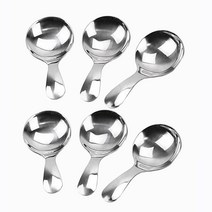 6 PCS 스테인레스 스틸 짧은 손잡이 숟가락 미니 소금 숟가락 조미료 숟가락 디저트 숟가락 차 커피 숟가락 실버, 하나, 은