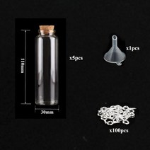 [케이로] 473066 코르크 마개가 있는 소형 미니 유리병 항아리 100 개 아이 나사 및 1 작은 깔때기 DIY 보석 만들기 5-10, [32] 55ml-30x110mm set, 55ml-30x110mm set