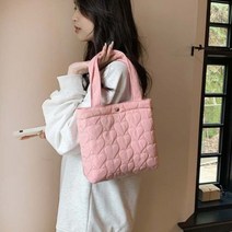 그녀의 신발 / (빠른배송)활용만점 누비 토트백 블랙 아이보리 핑크