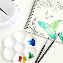 꽃 접시 팔레트 7칸 한국화 수채화 물통 플라스틱 파레트 미술 용품 도구 수묵화 유화 학원 초등 준비물, 7칸(이벤트)