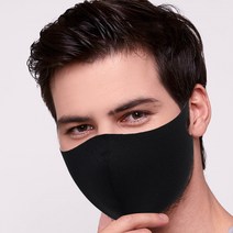 부드러운 파스텔 구리사 항균 수십번 세탁가능한 숨쉬기 편한 패션마스크, M, 커플 이니셜 프린트, 01 블랙