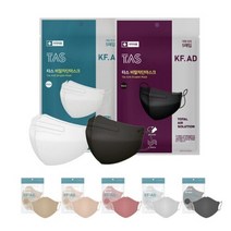 [50매] KFAD 타스 플러스 컬러 마스크 새부리형 대형 비말차단 여름 숨쉬기편한, KFAD 타스플러스 화이트 대형  50매
