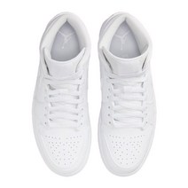 Jordan 남성용 에어 조던 1 미드 화이트/화이트-화이트.