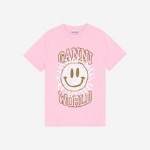 [정품] (W) 가니 스마일리 티셔츠 라일락 사쉐 - 22FW Ganni Smiley T-Shirt Lilac Sachet