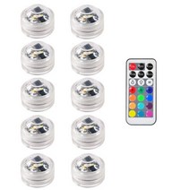 LED 조명 원격제어 IP65 방수 잠수정 차 미니 결혼식 웨딩 파티 플라워 꽃무늬병 장식용 수중 램프 10-1 피스, 10피스