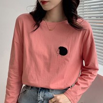 빨강몽키 오버핏 프린팅 가을 귀여운 배색 봄 기본티 여성티셔츠