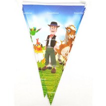 La Granja Zenon 풍선 닭 암소 돼지 생일 축하 배너 드림 레인지랜드 농장 배경 파티 장식 케이크 토퍼 일회용, 10pcs Flag_기타