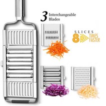 Shredder Cutter Stainless Steel Portable Manual Vegetable Slicer Easy Clean Grater With Handle M, 3 in 1, 스페인