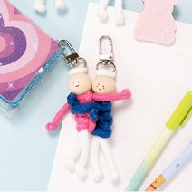 마크라메 매듭 인형 커플 키링 DIY 열쇠고리 만들기 세트 가방고리 키트 취미 학교, 파스텔+스티커제공