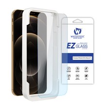 [화이트스톤][AS제외상품] 아이폰12프로맥스 (6.7인치) EZ글라스 풀커버 일반 점착식 강화유리 액정보호필름, 1세트