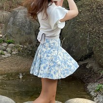 여성골프웨어 프릴소매 라운드 반팔니트티 일상복 연습복 골프복