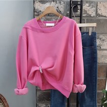 상상그이상 여성용 국내제작 와이립 맨투맨 기모안감 유니크한 넥라인 포인트 고급 원단 구김없는 가볍고 따뜻한 무지 기본 맨투맨 가성비 좋은 부드러운 데일리 코디 꾸안꾸룩