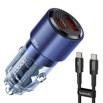 TOOCKI PD 95W 듀얼포트 차량용 초고속 충전기 + TOOCKI 100W CtoC 초고속 충전케이블 1m, 블루