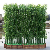 인조 대나무 파티션 실내 옥상 조경 조화 인테리어 실외 테라스 칸막이 병풍 가림막 가리개, 오렌지 50센티 베이스 + 2m 대나무 8개