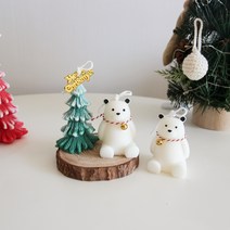 북극곰+트리+우드코스터 세트 크리스마스캔들 오브제 소품 생일선물 기념일선물 소이캔들, 그린, 퓨어플라워