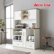 데코라인 코넬 빈츠 1200 상부장 렌지대 세트 DGJ007C, 화이트-멀바우상판