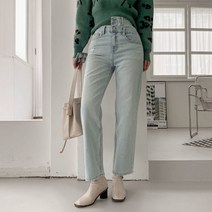 [네쥬] 여성 봄 가을 와일드 일자 랩 데님 팬츠 청바지