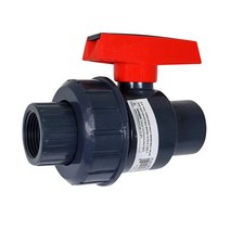 Midline Valve 튼튼한 PVC 싱글 유니온 볼 밸브 핑크 핸들 3.8cm FIP 그레이 플라스틱 (497U112)