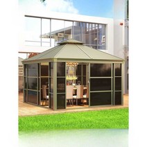 원두막 정자 자재 정원 나무 방갈로 야외 용품, (투명보드)4.3x4.3m지붕2겹+문2+창문4