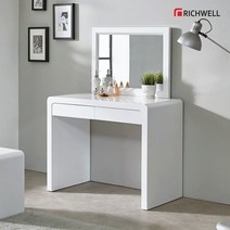 리치웰 하이그로시 컬러풀 멀티 서랍둘 화장대 1000 의자별도, 화이트/화이트