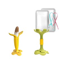 앙쥬 치발기2종세트 초코바나나+입술(그린)-집게2P+전용케이스2P, 혼합색상