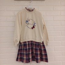 페리미츠 여아용 체크주름믹스 원피스 P2133O683