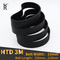 타이밍 벨트 풀리 타임 HTD 3M 타이밍 벨트 드라이브 벨트 컨베이어 톱니 벨트 폭 10mm 길이 156 159 162, 3M-162mm_벨트 폭 10mm 1개
