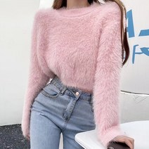 메이킹유 스웨터 라운드넥 앙고라 크롭 A921토이타니트